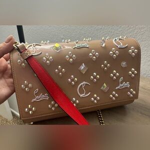 Embellished Tan Chain Shoulder Bag